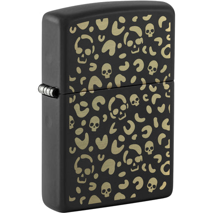 Zippo Lighter: Skull Leopard Design Black Matte Finished | 47001