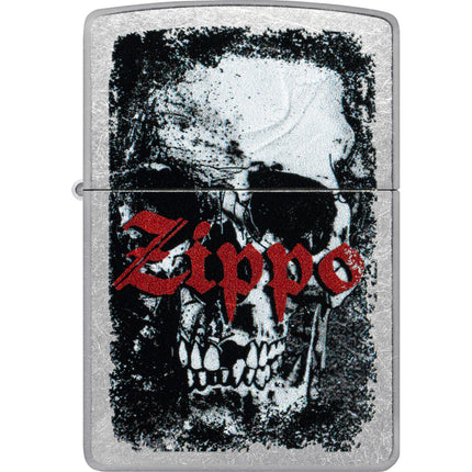 Zippo Lighter: Skull Design Street Chrome Finished | 47002