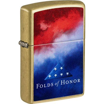 Zippo Lighter: Folds of Honor in Color Image Design Street Brass | 47095