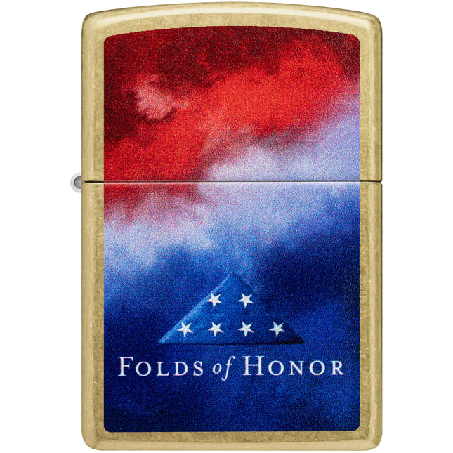 Zippo Lighter: Folds of Honor in Color Image Design Street Brass | 47095
