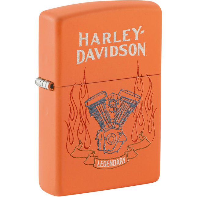 Zippo Lighter: Harley-Davidson® Legendary Design Orange Matte Finish | 47099