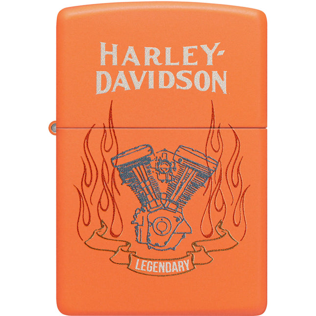 Zippo Lighter: Harley-Davidson® Legendary Design Orange Matte Finish | 47099