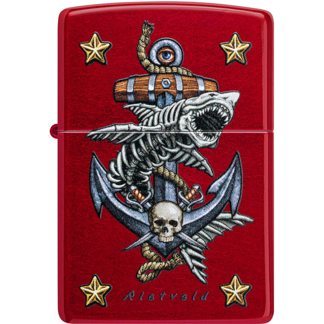 Zippo Lighter: Color Image Rietveld Candy Apple Red Finish | 47109