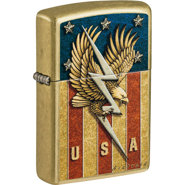 Zippo Lighter: Rietveld Eagle USA Brass | 47110