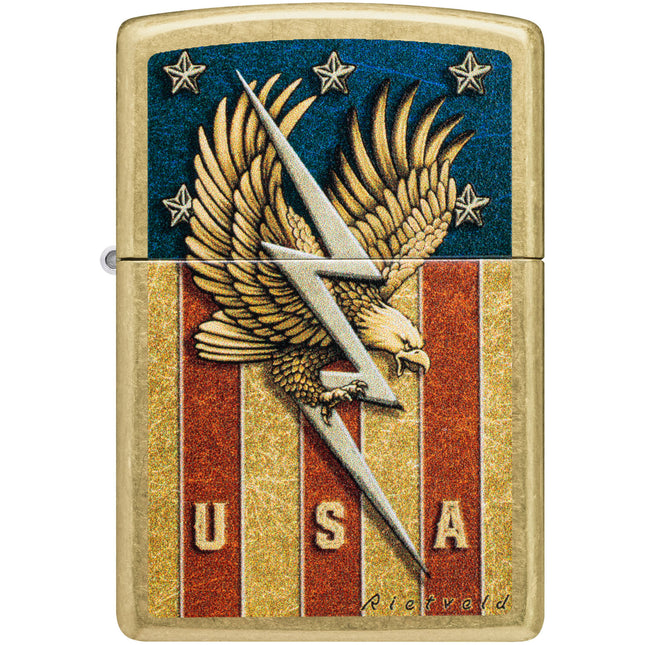 Zippo Lighter: Rietveld Eagle USA Brass | 47110