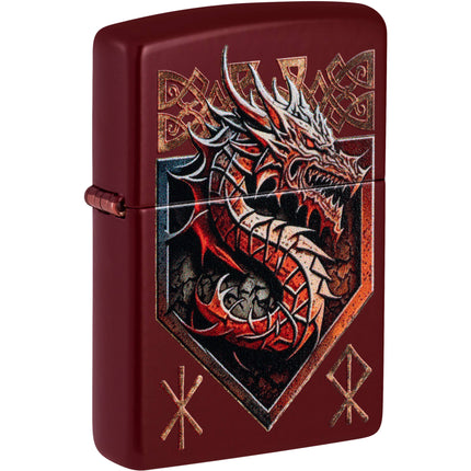 Zippo Lighter: Red Dragon Design Merlot Red Finish | 47136