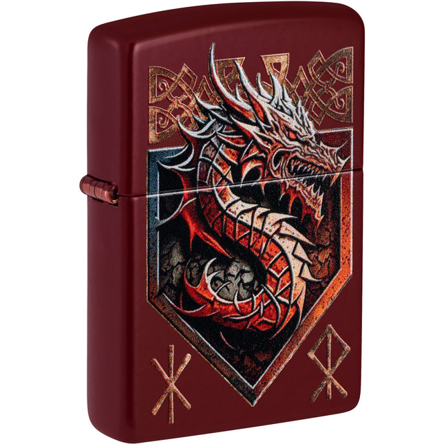 Zippo Lighter: Red Dragon Design Merlot Red Finish | 47136