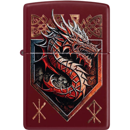 Zippo Lighter: Red Dragon Design Merlot Red Finish | 47136