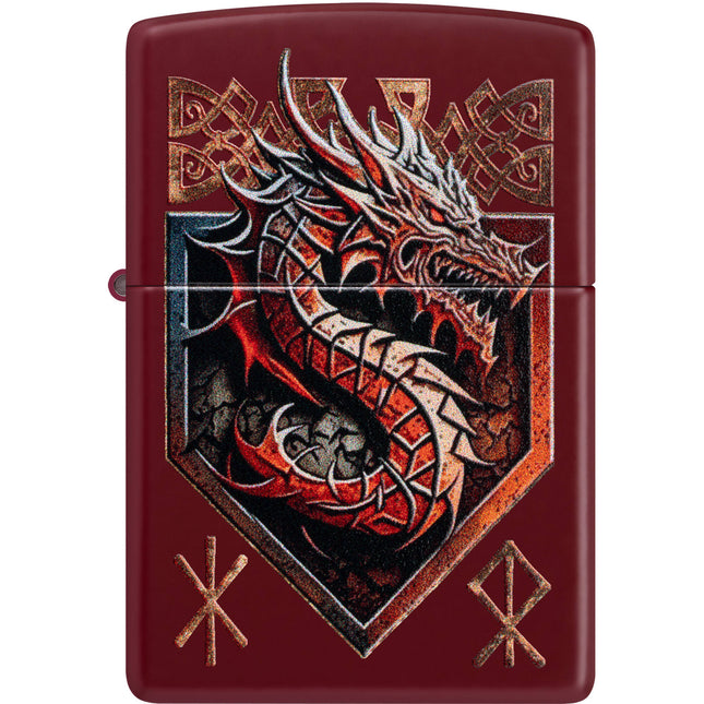 Zippo Lighter: Red Dragon Design Merlot Red Finish | 47136