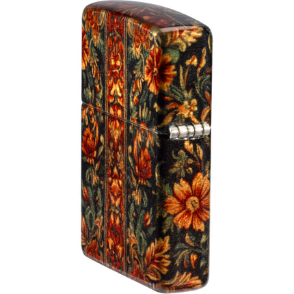 Zippo Lighter: Leaf and Flowers Design Tumbled Brass Finished | 47139