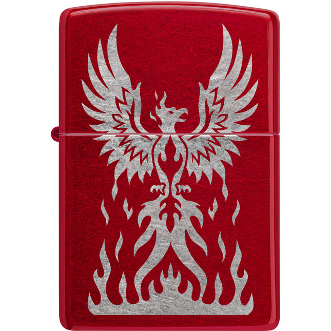 Zippo Lighter: Laser Engraved Phoenix Candy Apple Red Finish | 47140