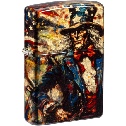 Zippo Lighter: Uncle Sam Design Tumbled Brass 540 Fusion | 47145