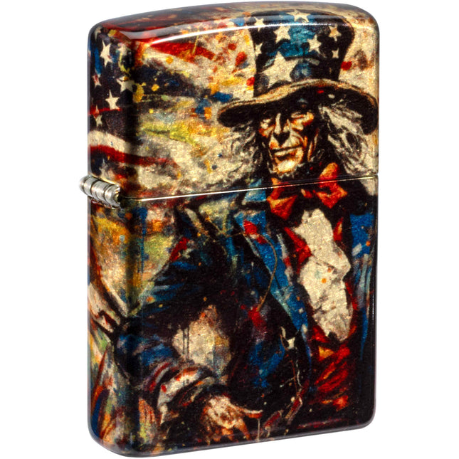 Zippo Lighter: Uncle Sam Design Tumbled Brass 540 Fusion | 47145