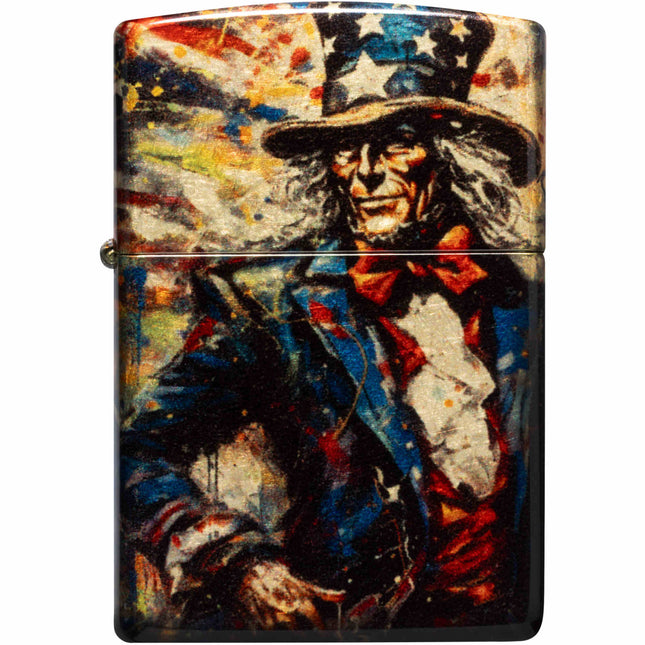 Zippo Lighter: Uncle Sam Design Tumbled Brass 540 Fusion | 47145