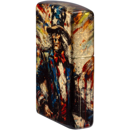 Zippo Lighter: Uncle Sam Design Tumbled Brass 540 Fusion | 47145