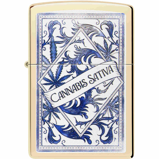 Zippo Lighter: Cannabis Sativa Design Champagne | 47153