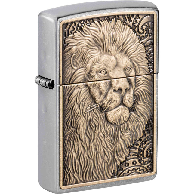 Zippo Lighter: Lion Emblem Design Street Chrome | 47171