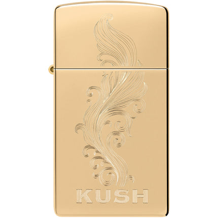 Zippo Windproof Pocket Lighter - Slim Cannabis Design High Polish Brass | 47173