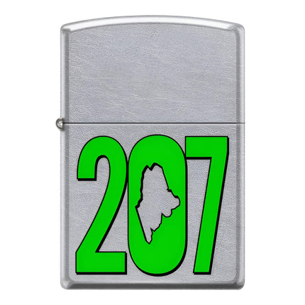 Zippo 207 Maine Windproof Lighter - Classic Street Chrome Finish Metal