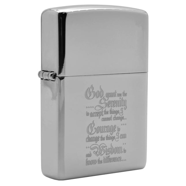 Zippo Lighter: Serenity Prayer High Polish Chrome | 250MP-SERENITY