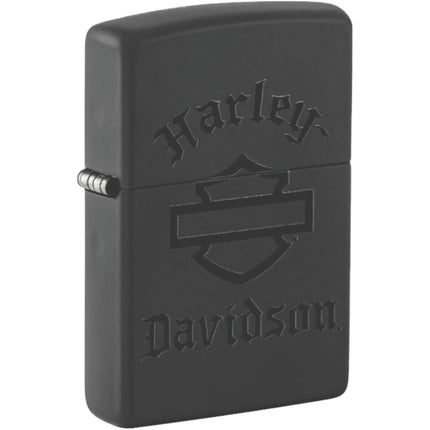 Zippo Windproof Lighter - Iconic Harley Davidson Logo Black Matte Finish | 46218