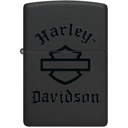 Zippo Windproof Lighter - Iconic Harley Davidson Logo Black Matte Finish | 46218