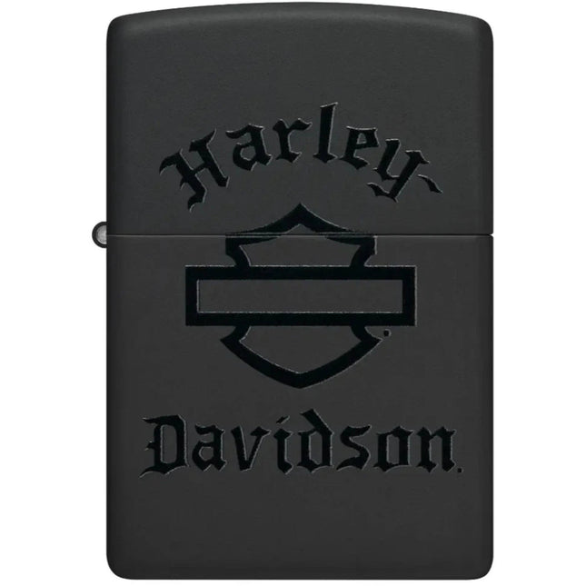 Zippo Windproof Lighter - Iconic Harley Davidson Logo Black Matte Finish | 46218