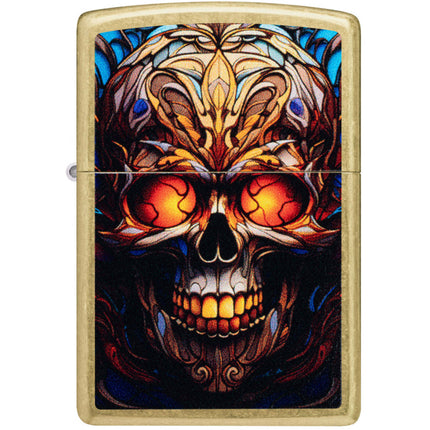 Zippo Windproof Lighter - Stained Glass Skull Design Classic Street Brass | 46715