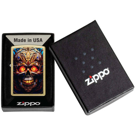 Zippo Windproof Lighter - Stained Glass Skull Design Classic Street Brass | 46715