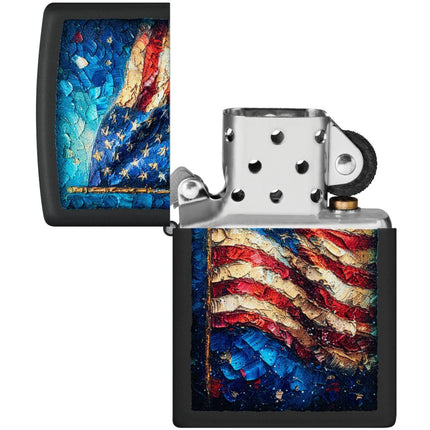 Zippo Windproof Lighter - American Flag Design Classic Black Matte Finish | 46718
