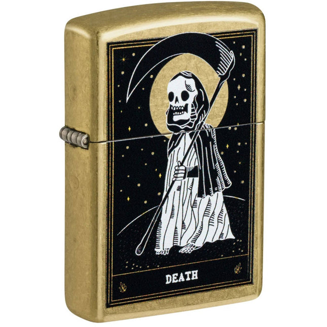 Zippo Windproof Pocket Lighter - Death Card Design Classic Street Brass Finish | 46722