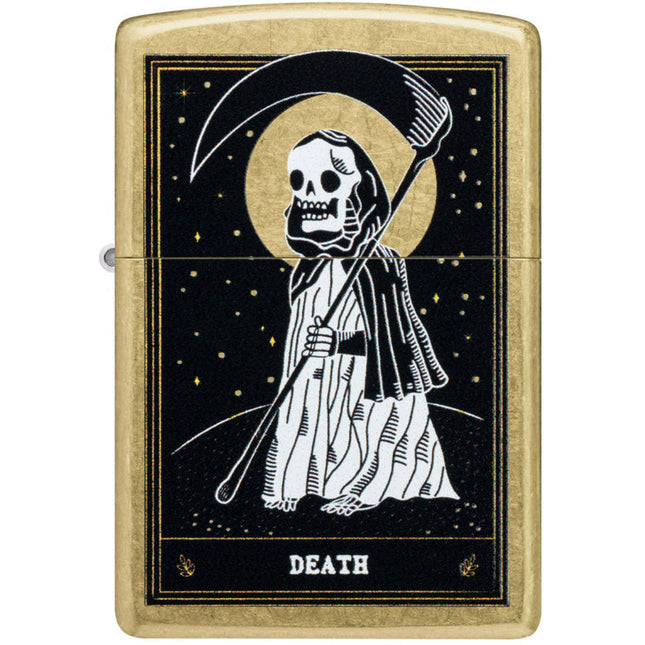 Zippo Windproof Pocket Lighter - Death Card Design Classic Street Brass Finish | 46722