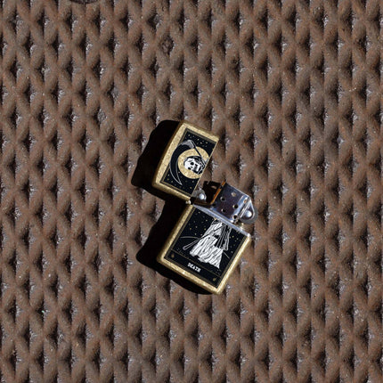 Zippo Windproof Pocket Lighter - Death Card Design Classic Street Brass Finish | 46722