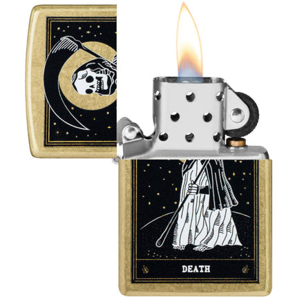 Zippo Windproof Pocket Lighter - Death Card Design Classic Street Brass Finish | 46722