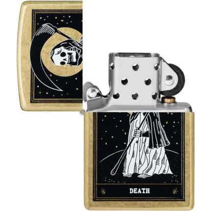 Zippo Windproof Pocket Lighter - Death Card Design Classic Street Brass Finish | 46722