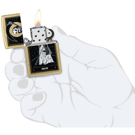 Zippo Windproof Pocket Lighter - Death Card Design Classic Street Brass Finish | 46722