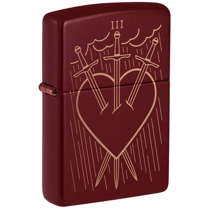 Zippo Windproof Lighter - Three of Swords Tarot Card Design Classic Merlot | 46723