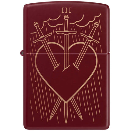 Zippo Windproof Lighter - Three of Swords Tarot Card Design Classic Merlot | 46723
