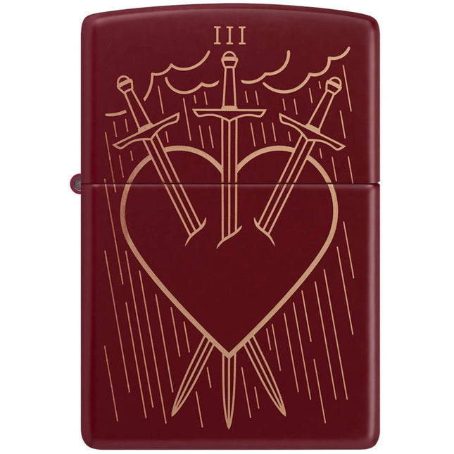 Zippo Windproof Lighter - Three of Swords Tarot Card Design Classic Merlot | 46723