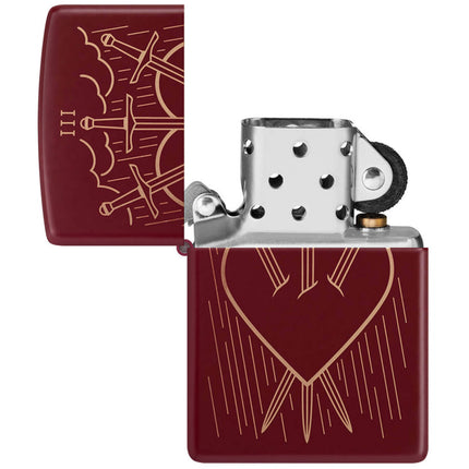 Zippo Windproof Lighter - Three of Swords Tarot Card Design Classic Merlot | 46723