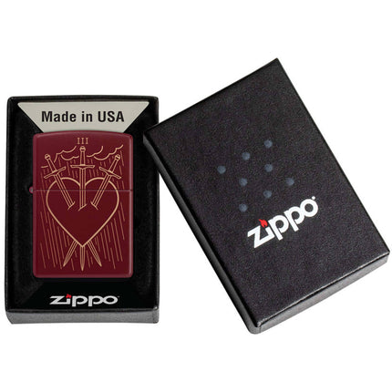 Zippo Windproof Lighter - Three of Swords Tarot Card Design Classic Merlot | 46723