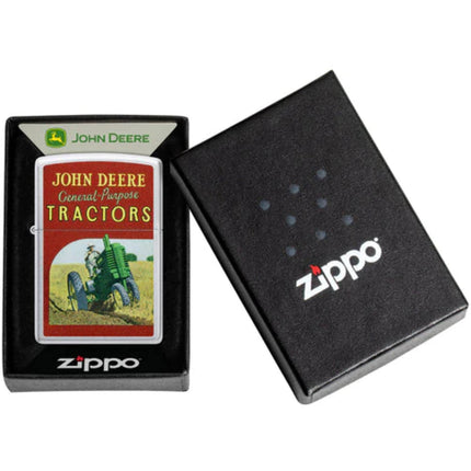Zippo Windproof Pocket Lighter - John Deere Vintage Ad Design Satin Chrome | 46757