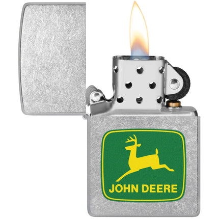 Zippo Windproof Pocket Lighter - John Deere Moss Green Logo Street Chrome | 46764