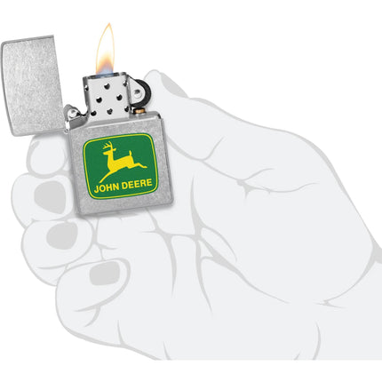 Zippo Windproof Pocket Lighter - John Deere Moss Green Logo Street Chrome | 46764