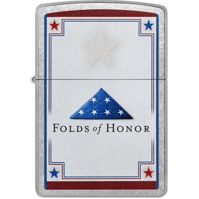 Zippo Windproof Pocket Lighter - Folds of Honor Stars Design Chrome Finish | 46768