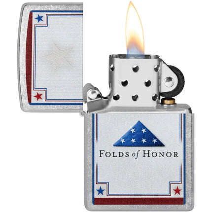 Zippo Windproof Pocket Lighter - Folds of Honor Stars Design Chrome Finish | 46768