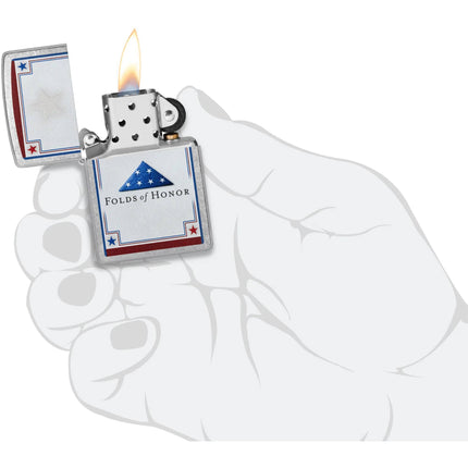 Zippo Windproof Pocket Lighter - Folds of Honor Stars Design Chrome Finish | 46768