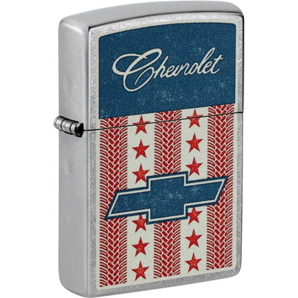 Zippo Windproof Lighter - Chevrolet Stars and Stripes Design Silver Finish | 46783