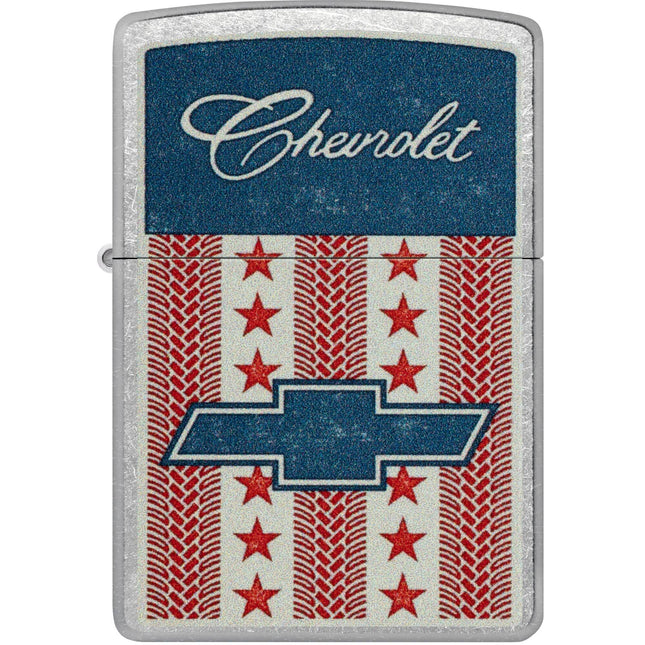 Zippo Windproof Lighter - Chevrolet Stars and Stripes Design Silver Finish | 46783