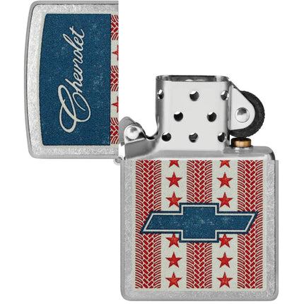 Zippo Windproof Lighter - Chevrolet Stars and Stripes Design Silver Finish | 46783